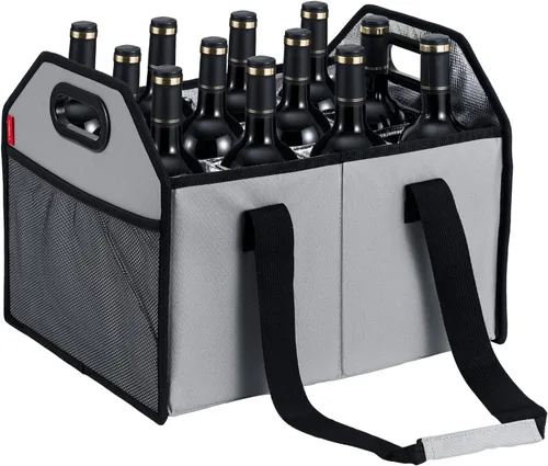 Miniatura 2 de Portabotellas plegable para 12 botellas, caja de almacenamiento reutilizable portátil para mudanza, carrito de vacaciones, compras, acceso a cata