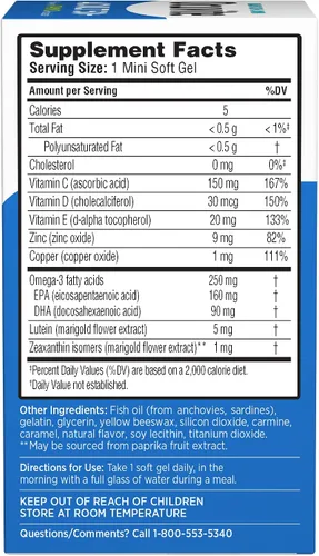 Miniatura 4 de Ocuvite Adultos Más de 50 Vitaminas y Suplementos Minerales para la Salud Ocular con Luteína, Zeaxantina y Omega-3, 90 geles blandos (paquete de 2)