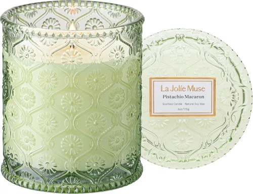 Miniatura 16 de LA JOLIE MUSE - Vela perfumada de Santal Rose – Azafrán, Rosa y Cuero 6 onzas de cera de soja natural 40 horas de combustión limpia Lista