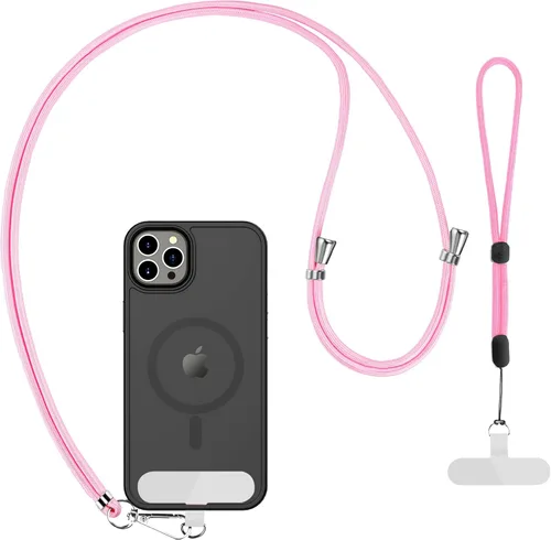 Miniatura 16 de CACOE Paquete de 2 cordones para teléfono, 1 correa ajustable para el cuello, 1 correa de muñeca, 2 almohadillas, cordones universales cruzados