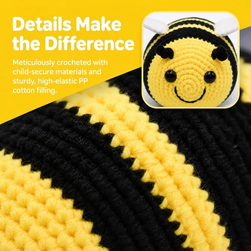 Miniatura 3 de BABOLI Adorable abejorro de peluche de abejorro mullido con hilo suave de alta calidad, apoyo emocional, juguete de abeja, opción súper maravillosa