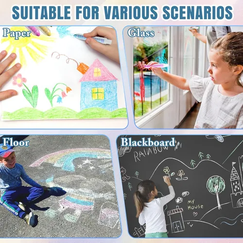 Miniatura 3 de 6 bolígrafos de tiza sin polvo, no tóxicos, lavables, de colores, para niños, lavables en húmedo, ideales para arte al aire libre y dibujo de pizarra