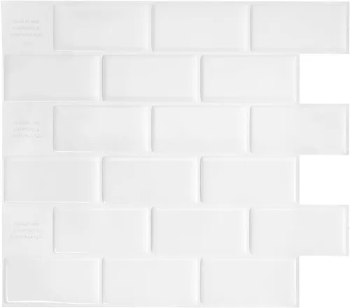 SMART TILES Protector contra salpicaduras para despegar y pegar, 10 hojas de 10.95 x 9.70 pulgadas, adhesivo 3D para cocina, baño, azulejos de Metro