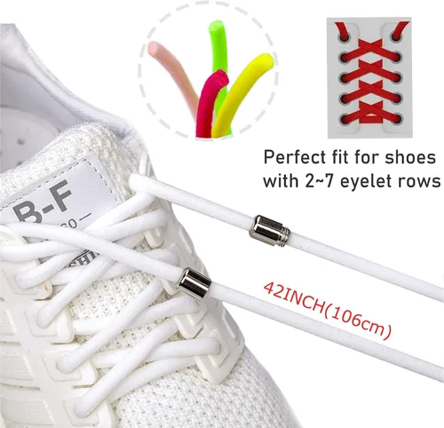 Miniatura 3 de Booyckiy 4 pares de cordones elásticos sin atar, cordones sin cordones para niños, adultos y ancianos, talla única