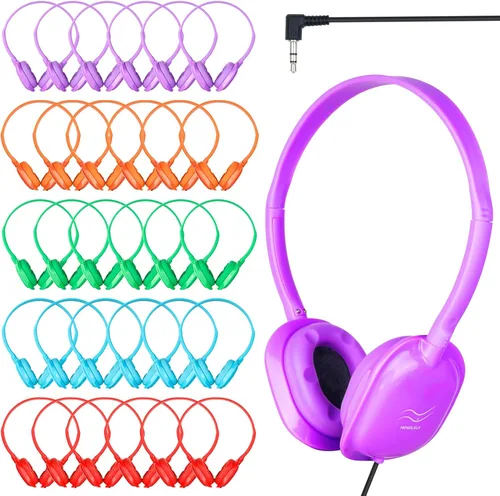 Miniatura 9 de Paquete de 10 auriculares para niños a granel para la escuela, auriculares al por mayor para estudiantes, adolescentes, niños, conector de 0.138 in
