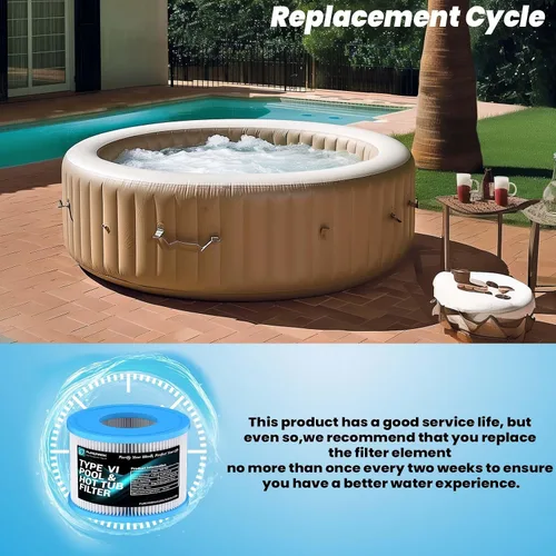 Miniatura 6 de El cartucho de filtro tipo VI para bañera de hidromasaje reemplaza el filtro para jacuzzis Lay-Z-Spa, Coleman y SaluSpa 90352E 58323 90427E