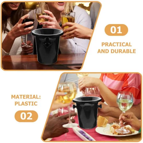 Miniatura 2 de Healifty Cata de vino Spittoon 2 piezas de cata de vino Spittoon Cubo de hielo negro con asas Cubos Spit Barriles de vino frío Barriles de vino Cubo