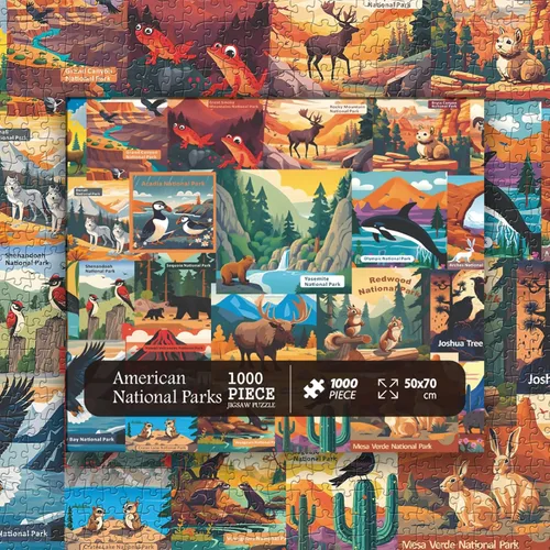 Miniatura 8 de Rompecabezas de Parques Nacionales Americanos para Adultos de 1000 Piezas, PICKFORU Rompecabezas de Paisaje de Póster de Viaje Paisajes de Zion