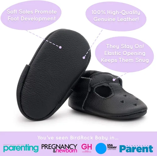 Miniatura 2 de BirdRock Baby Mary Jane - Mocasines para bebé de piel auténtica con suela suave para recién nacidos, bebés, infantes y niños pequeños.