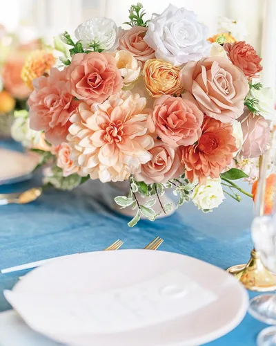 Miniatura 199 de FACINOC Ramos de Rosas Artificiales Naranjas, Juego de Caja de Flores Artificiales con Tallos para DIY, Bodas, Despedidas de Soltera, Decoraciones