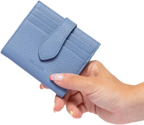 Miniatura 7 de Grande -3803 Cartera unisex, Azul (Iced Blue), Cartera delgada de cuero con cierre a presión pequeño