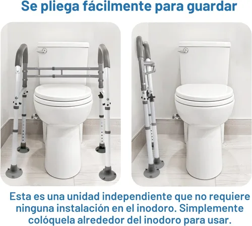Miniatura 5 de Vaunn Medical Marco de Seguridad Deluxe Ajustable y Plegable para Inodoro, Barra de Agarre y Apoyo para Manos en el Baño