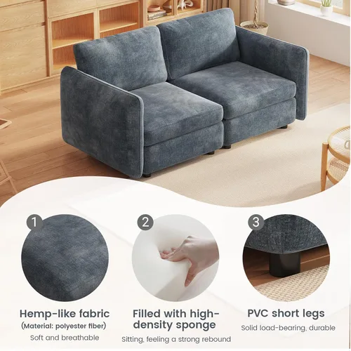 Miniatura 3 de Guyii Sofá Loveseat grande de 2 piezas, moderno asiento doble con cojines profundos, sofá convertible de 2 plazas para sala de estar, espacio