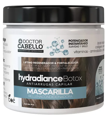 Hydradiance - Mascarilla capilar de 16 onzas líquidas, tratamiento antiencrespamiento con ácido hialurónico, colágeno y queratina, reparación
