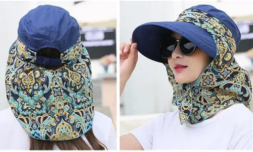 Miniatura 3 de Sombrero de sol plegable multifuncional con protección solar UPF 50+ para mujer, impermeable, transpirable, cuello facial