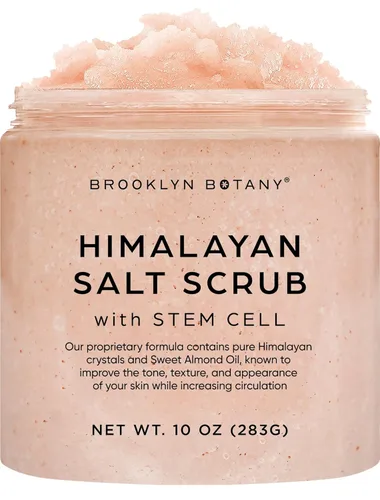 Brooklyn Botany - Exfoliante de sal del Himalaya y células madre para el cuerpo, hidratante y exfoliante para el cuerpo, rostro, manos y pies,