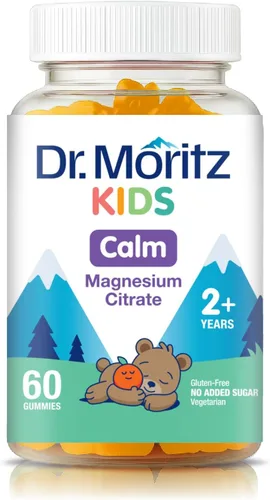 Dr. Moritz Gomitas de magnesio calmantes y relajantes para niños, sin OGM y bajas en azúcar, suplementos masticables de magnesio para niños, gomitas