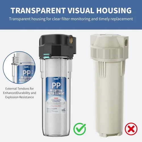 Miniatura 6 de Carcasa de filtro de agua para toda la casa de acero inoxidable 304, se ajusta a filtros de sedimentos de 10 x 2.5 pulgadas, etc. para agua de pozos