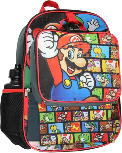 Miniatura 2 de Bioworld Nintendo Backpack Super Mario 5 PC Shimmer Character 16" Lunch Box Combo Set