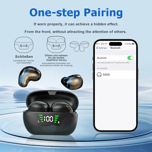 Miniatura 4 de Xmenha Mini auriculares inalámbricos invisibles, ocultos para el trabajo, auriculares Bluetooth micro diminutos para orejas pequeñas, discretos