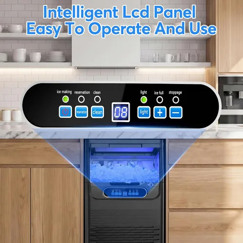 Miniatura 4 de SOZT® Máquina comercial gourmet para hacer hielo, 100 libras/24 horas, máquina de hielo debajo del mostrador con almacenamiento de 25 libras, diseño