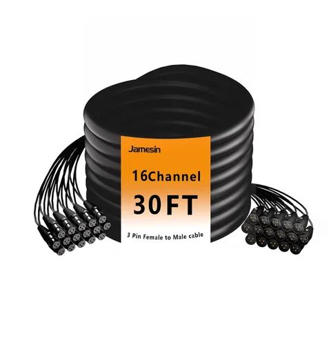Miniatura 11 de Jamesin Cables XLR de 4 canales de 6 pies macho a hembra, cable de serpiente con etiqueta digital y cable de audio de micrófono codificado por