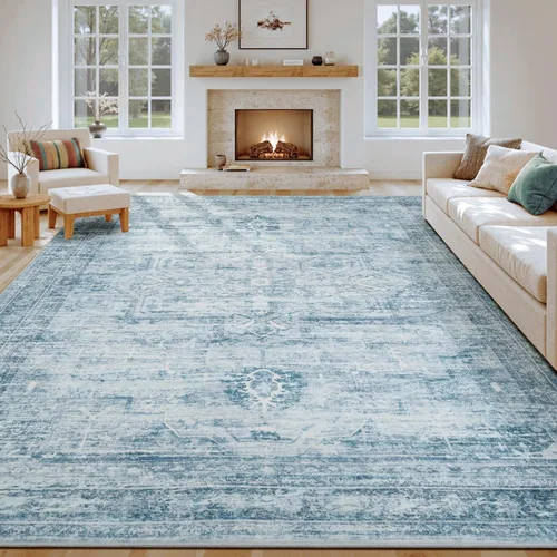 Miniatura 8 de Alfombra lavable de 2 x 3 pies, color beige floral, tapete para puerta de entrada interior, tapetes de cocina para piso, color blanco crema
