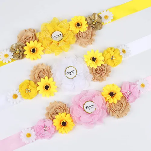 Miniatura 30 de Faja de maternidad para baby shower, juego de pines de ramillete para mamá para ser papá para ser padre (girasol amarillo)