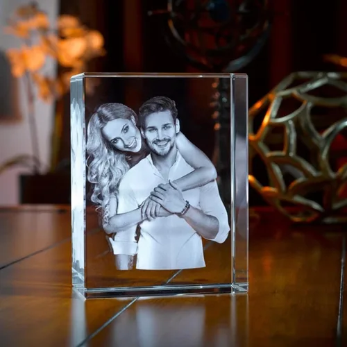Miniatura 8 de Marco de fotos de cristal personalizado para amantes de la familia, álbum de fotos, marco de fotos láser con base LED para boda (2.0 x 2.0 x 3.1 in)
