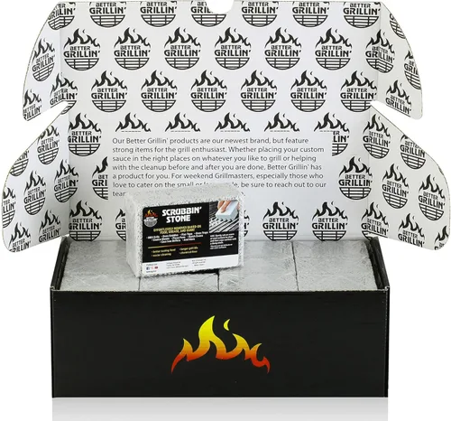 Better Grillin - Limpiador de piedra para parrilla, ladrillo y parrilla, cepillo para parrilla/limpiador de barbacoa para barbacoa, plancha, paquete