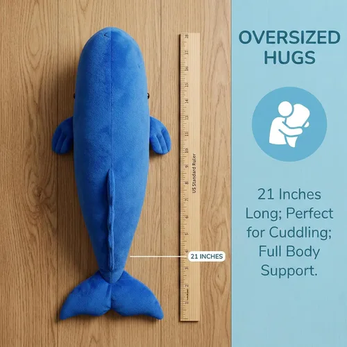 Miniatura 10 de Juguete de peluche realista de ballena espermática – Juguetes de peluche de ballena espermatozoides largos y realistas, súper suaves, muñecos