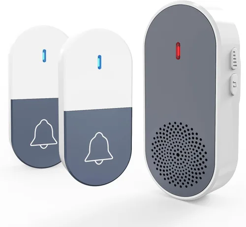 Kit de timbre inalámbrico para el hogar, aula, dormitorio, habitación de los niños, timbre de puerta remoto seguro con botón, funciona con pilas,