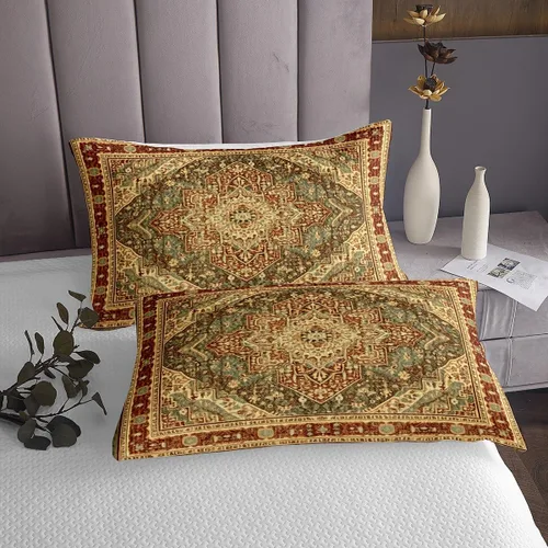 Miniatura 3 de Erosebridal Juego de ropa de cama oriental tamaño King, vintage, juego de colcha Art Deco de terracota, juego de edredón estético hippie