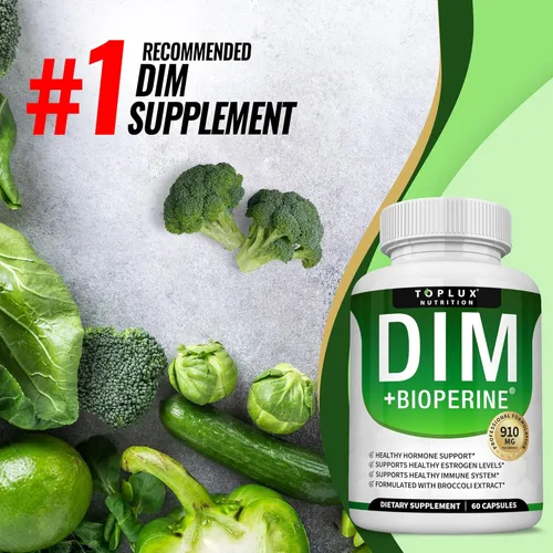 Miniatura 4 de Toplux Dim Supplement 910 mg Plus BioPerine Complex - Diindolilmetano para hombres y mujeres, 60 cápsulas Dos