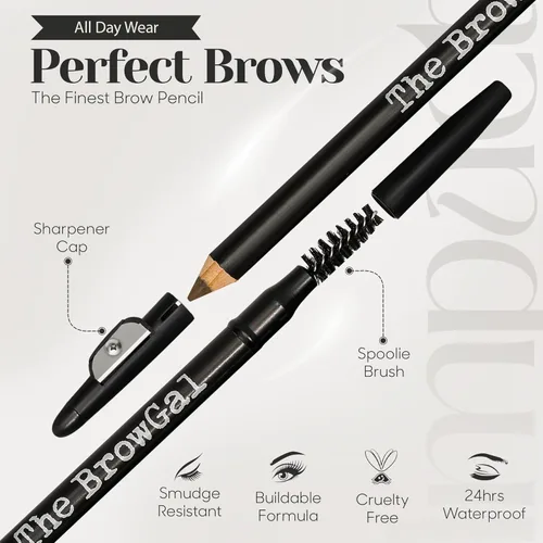 Miniatura 3 de The BrowGal - 3 en 1, lápiz de cejas delgado - 06 con tapa afiladora y cepillo de carrete - Dibuja pequeños pelos de cejas y rellenos en áreas Rubio