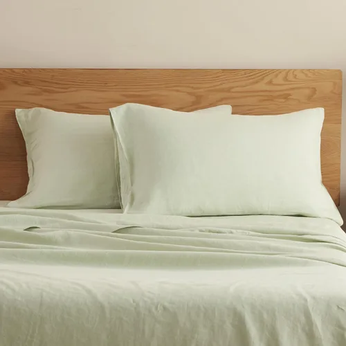 Miniatura 11 de DAPU - Fundas de almohada de lino puro (1 par), tejido de lino natural francés 100% (Queen, blanco)