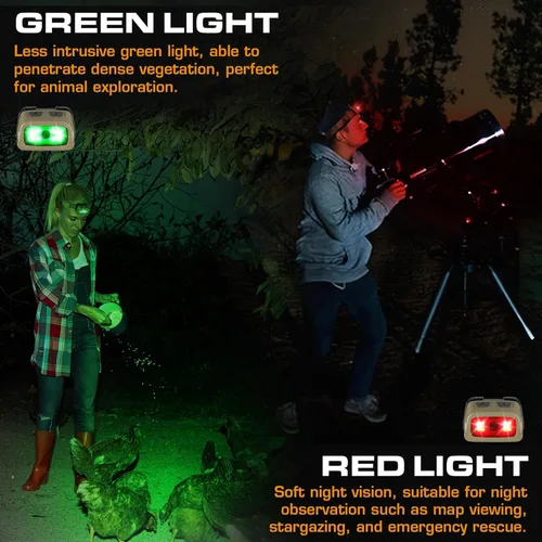 Miniatura 5 de EverBrite Linterna frontal recargable - Lámpara de cabeza de 350 lúmenes para adultos, 7 modos con luz blanca/roja/verde, faro LED ajustable de 30°