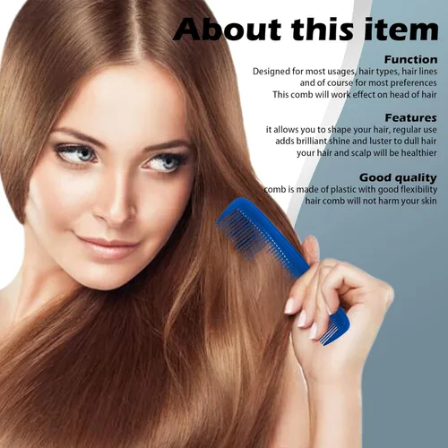 Miniatura 6 de Soft 'N Style Cuidado del cabello, 4 paquetes de peines irrompibles - peine para hombres/peine de dientes finos/peines para cabello Azul marino