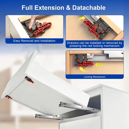 Miniatura 5 de Knobonly - Guías de acero laminado en frío para cajones de cierre suave, vienen con tornillos y soportes de montaje, rieles y guías de cajones