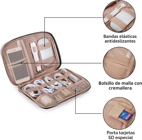 Miniatura 4 de BAGSMART Estuche organizador de electrónica grande de viaje, artículos esenciales de viaje, organizador de cables, bolsa organizadora de cables
