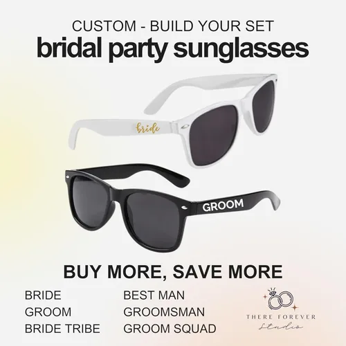 Miniatura 2 de Gafas de sol para despedida de soltera – Juego de 12, 10, 6 – Tribu de novia y dama de honor vasos de boda a granel