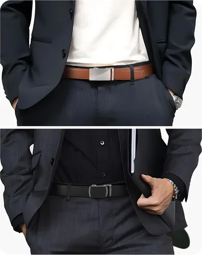 Miniatura 4 de CHAOREN Mens Belt Leather Ratchet Belt 2 Pack - Customizable Fit, Effortless Style (35mm)