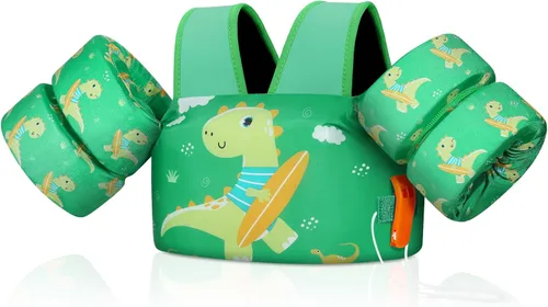 Miniatura 11 de MoKo Chaleco de natación para niños pequeños, flotadores de brazo de natación de 22 a 66 libras, niños y niñas, con dibujos animados, alas de agua