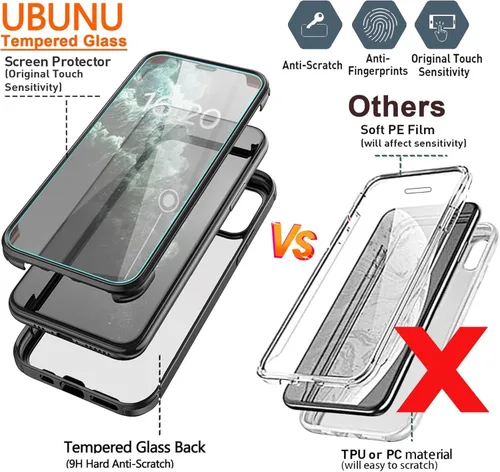 Miniatura 4 de Funda para iPhone 11 con protector de pantalla [vidrio templado 9H integrado], protección de cuerpo completo 360 de doble capa protectora