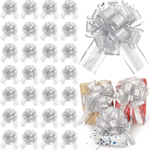 Miniatura 8 de WILLBOND 100 lazos para el día de San Valentín a granel para envolver regalos, lazos de regalo grandes de 6 pulgadas con cinta para Año Nuevo, 4