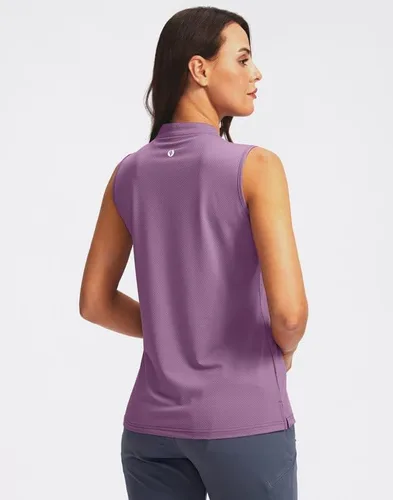 Miniatura 2 de SANTINY Camiseta de golf sin mangas para mujer, cuello en V, ligera, de ajuste seco, para tenis, polo de golf para mujer
