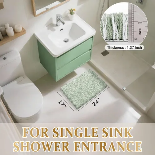 Miniatura 2 de Yimobra Alfombras de baño para artículos esenciales del hogar, antideslizante, lavable, alfombra de ducha de felpa suave absorbente de agua