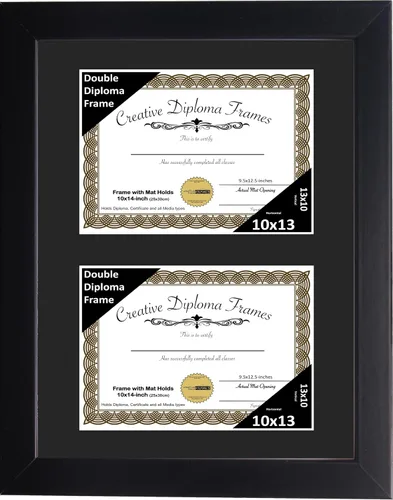Miniatura 61 de Creative Picture Frames Marco de diploma doble clásico negro de 6 x 8 pulgadas con vidrio negro y colgador de pared instalado