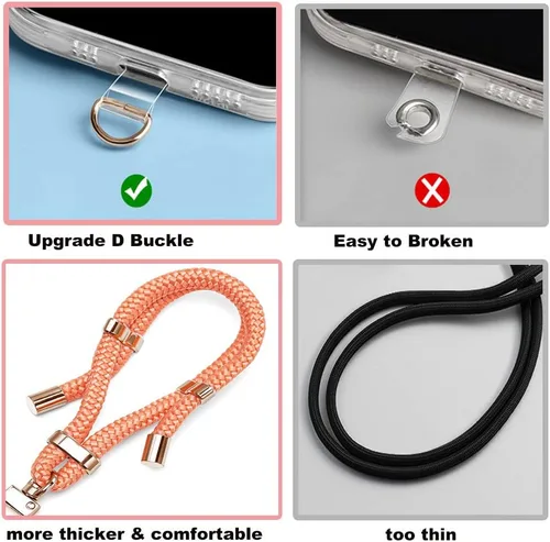 Miniatura 5 de 2 Almohadillas Cordón para Teléfono Ajustable Crossbody Correa para Cuello de Teléfono Celular Universal Cordón de Muñeca para Teléfono Móvil + 2pcs