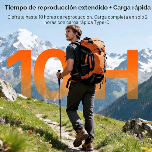 Miniatura 6 de Auriculares de conducción ósea, auriculares inalámbricos Bluetooth 5.4 de oído abierto, tiempo de reproducción de 10 horas, auriculares deportivos